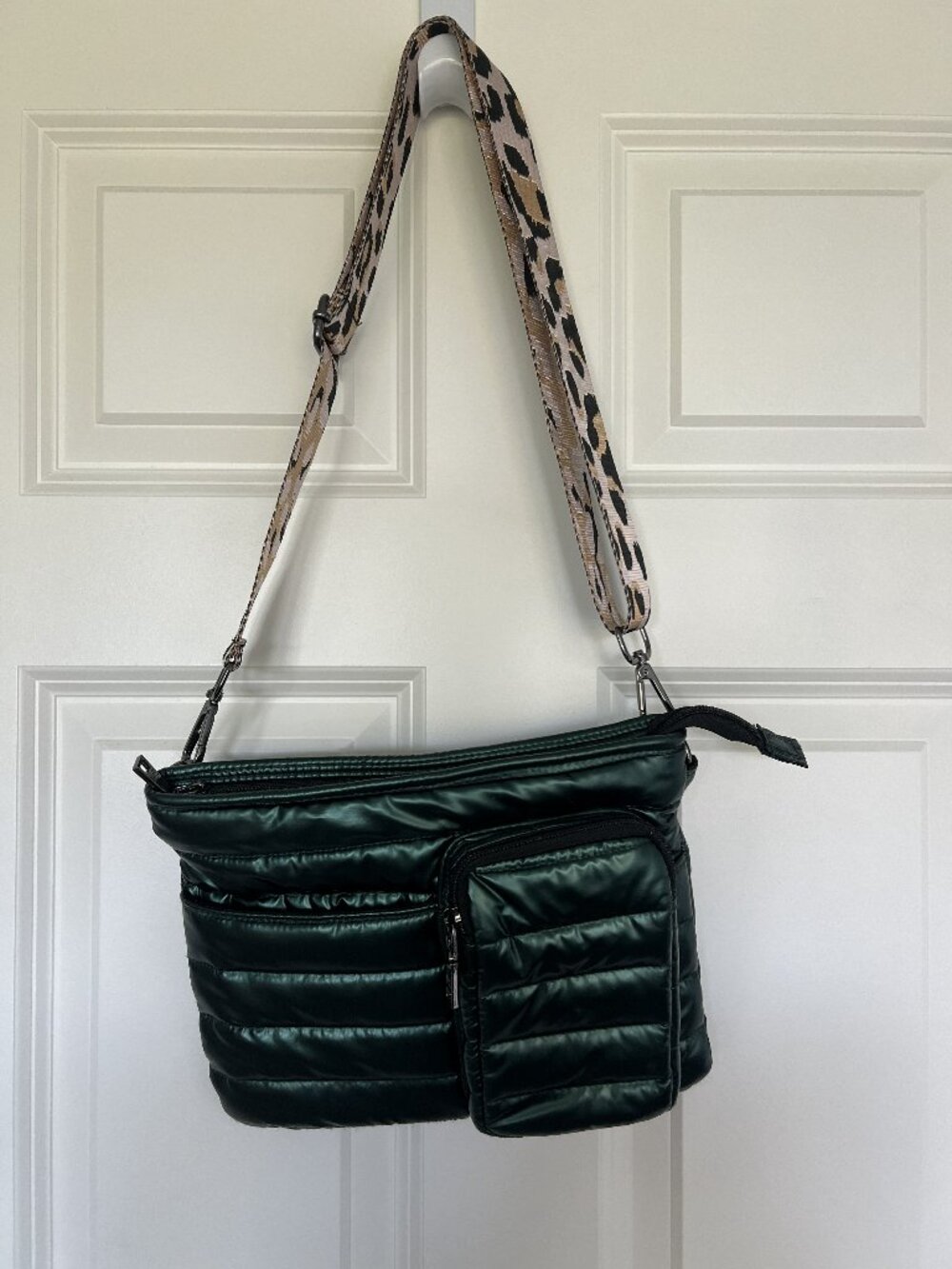 Think Royln Metallic Green Crossbody "Life on the Fly" Travel Bag